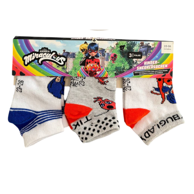 جوراب مچی بچه گانه دختر کفشدوزکی میراکلوس پک 3 عددی MIRACULOUS ZAG HEROEZ