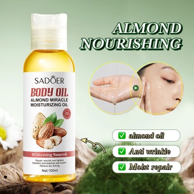 روغن روشن و مرطوب کننده صورت و بدن عصاره بادام سادور SADOER BODY OIL ALMOND MIRACLE MOISTURIZING OIL