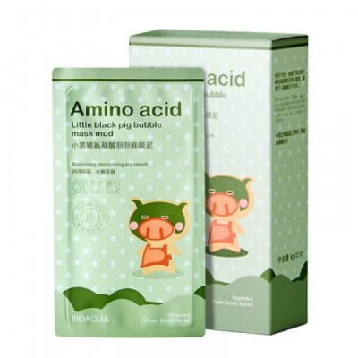 ماسک ساشه ای حبابی Amino acid Little black pig bubble mask mud