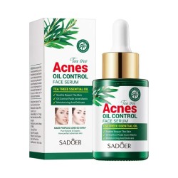 سرم ضد جوش و آکنه و کنترل چربی پوست عصاره چای سبز سادور SADOER TEA TREE ACNES OIL CONTROL FACE SERUM